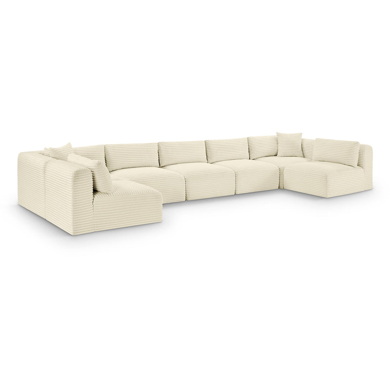 Meridian Shaggy Cream Corduroy Performance Fabric Modular Sectional IMAGE 1