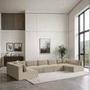 Meridian Shaggy Cream Corduroy Performance Fabric Modular Sectional IMAGE 2