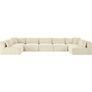 Meridian Shaggy Cream Corduroy Performance Fabric Modular Sectional IMAGE 3