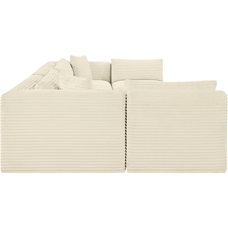 Meridian Shaggy Cream Corduroy Performance Fabric Modular Sectional IMAGE 4