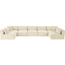 Meridian Shaggy Cream Corduroy Performance Fabric Modular Sectional IMAGE 6