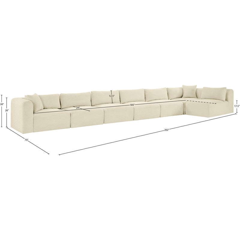 Meridian Shaggy Cream Corduroy Performance Fabric Modular Sectional IMAGE 13