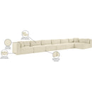 Meridian Shaggy Cream Corduroy Performance Fabric Modular Sectional IMAGE 14