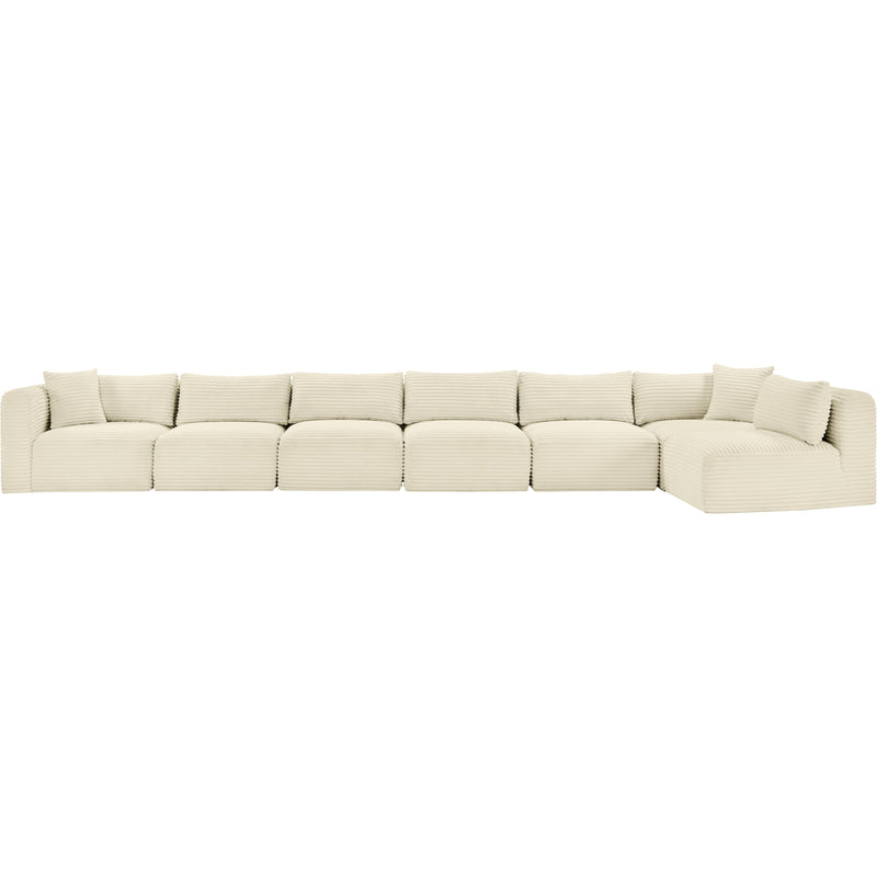 Meridian Shaggy Cream Corduroy Performance Fabric Modular Sectional IMAGE 3