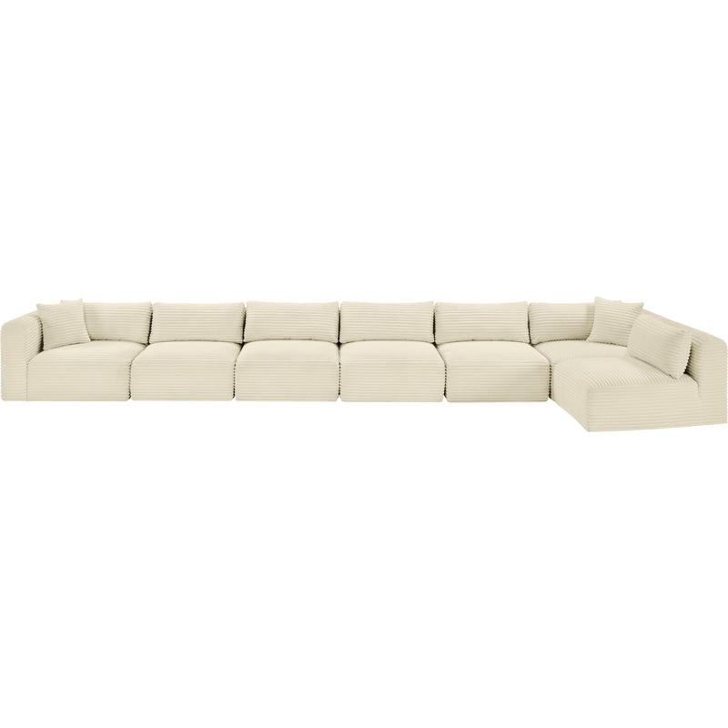 Meridian Shaggy Cream Corduroy Performance Fabric Modular Sectional IMAGE 6