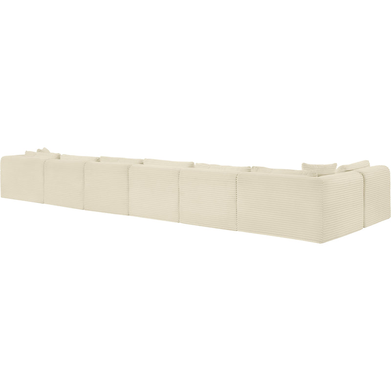 Meridian Shaggy Cream Corduroy Performance Fabric Modular Sectional IMAGE 7