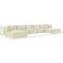 Meridian Shaggy Cream Corduroy Performance Fabric Modular Sectional IMAGE 11