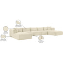 Meridian Shaggy Cream Corduroy Performance Fabric Modular Sectional IMAGE 12