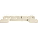 Meridian Shaggy Cream Corduroy Performance Fabric Modular Sectional IMAGE 3