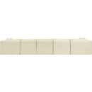 Meridian Shaggy Cream Corduroy Performance Fabric Modular Sectional IMAGE 5