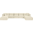 Meridian Shaggy Cream Corduroy Performance Fabric Modular Sectional IMAGE 6