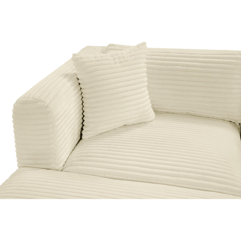 Meridian Shaggy Cream Corduroy Performance Fabric Modular Sectional IMAGE 10