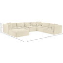 Meridian Shaggy Cream Corduroy Performance Fabric Modular Sectional IMAGE 13