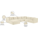 Meridian Shaggy Cream Corduroy Performance Fabric Modular Sectional IMAGE 14