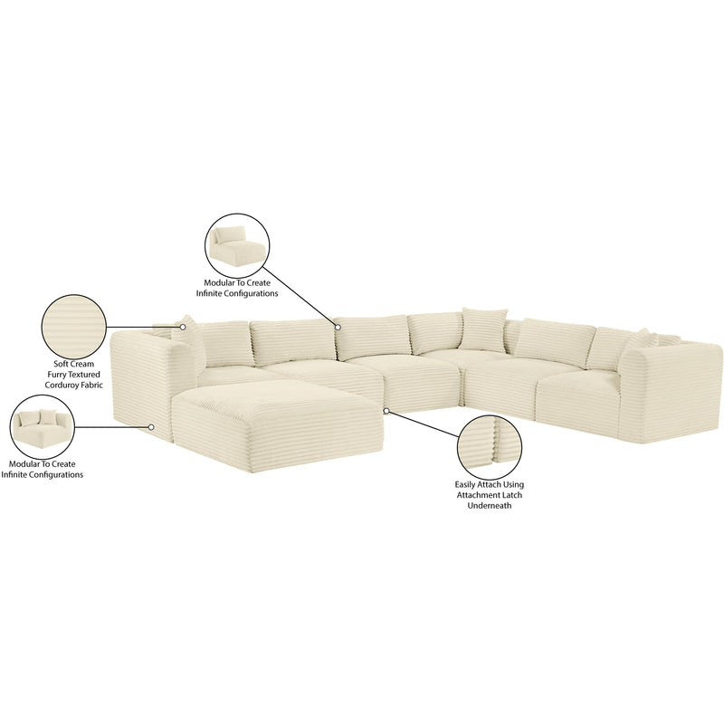 Meridian Shaggy Cream Corduroy Performance Fabric Modular Sectional IMAGE 14