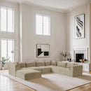 Meridian Shaggy Cream Corduroy Performance Fabric Modular Sectional IMAGE 2