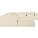 Meridian Shaggy Cream Corduroy Performance Fabric Modular Sectional IMAGE 4