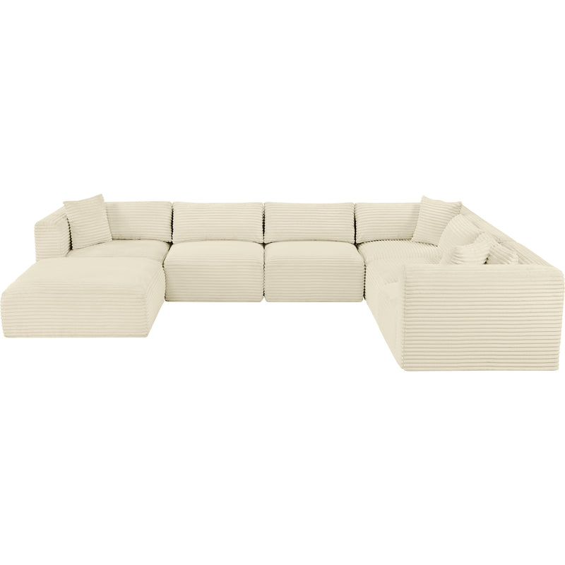 Meridian Shaggy Cream Corduroy Performance Fabric Modular Sectional IMAGE 6