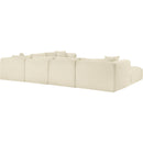 Meridian Shaggy Cream Corduroy Performance Fabric Modular Sectional IMAGE 7