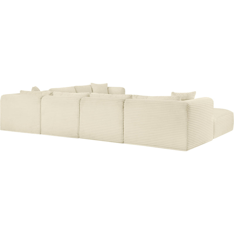 Meridian Shaggy Cream Corduroy Performance Fabric Modular Sectional IMAGE 7