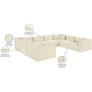 Meridian Shaggy Cream Corduroy Performance Fabric Modular Sectional IMAGE 14