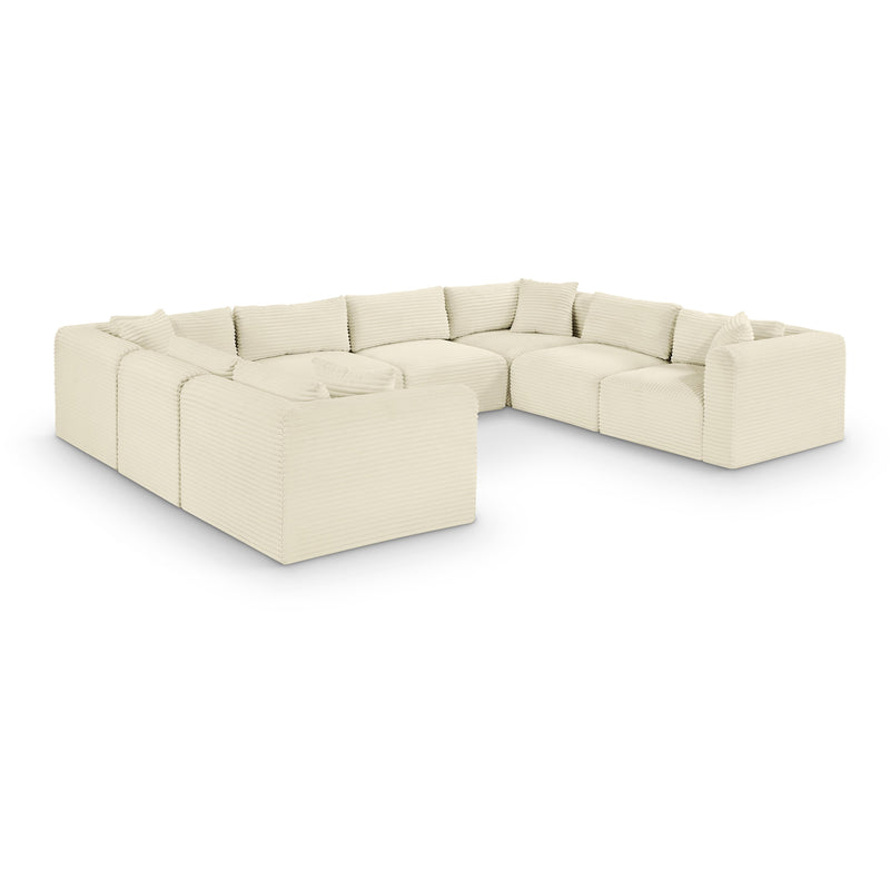 Meridian Shaggy Cream Corduroy Performance Fabric Modular Sectional IMAGE 1