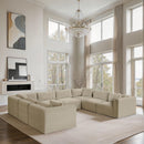 Meridian Shaggy Cream Corduroy Performance Fabric Modular Sectional IMAGE 2