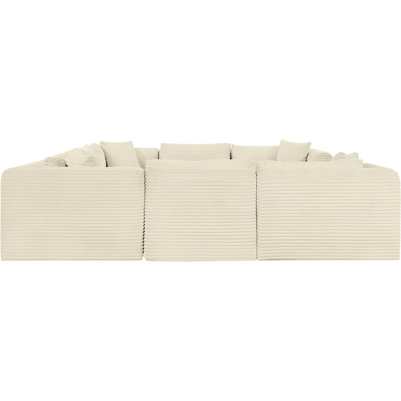 Meridian Shaggy Cream Corduroy Performance Fabric Modular Sectional IMAGE 4