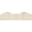 Meridian Shaggy Cream Corduroy Performance Fabric Modular Sectional IMAGE 5
