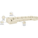 Meridian Shaggy Cream Corduroy Performance Fabric Modular Sectional IMAGE 13