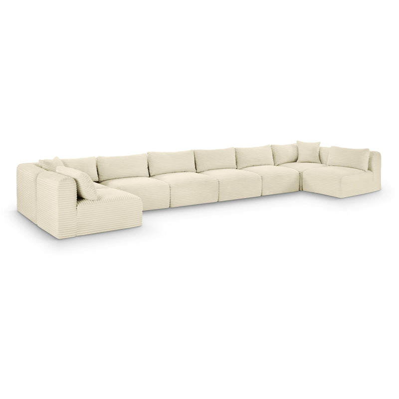 Meridian Shaggy Cream Corduroy Performance Fabric Modular Sectional IMAGE 1