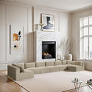 Meridian Shaggy Cream Corduroy Performance Fabric Modular Sectional IMAGE 2