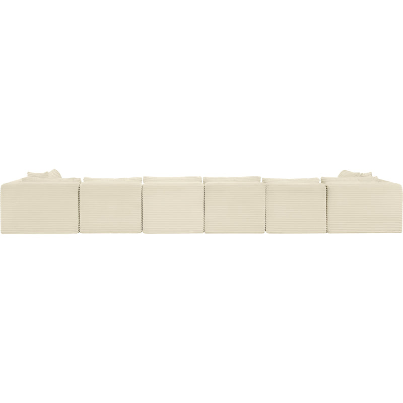 Meridian Shaggy Cream Corduroy Performance Fabric Modular Sectional IMAGE 5