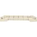 Meridian Shaggy Cream Corduroy Performance Fabric Modular Sectional IMAGE 6