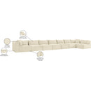 Meridian Shaggy Cream Corduroy Performance Fabric Modular Sectional IMAGE 14