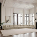 Meridian Shaggy Cream Corduroy Performance Fabric Modular Sectional IMAGE 2