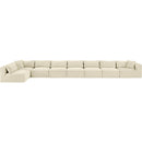 Meridian Shaggy Cream Corduroy Performance Fabric Modular Sectional IMAGE 6