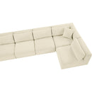 Meridian Shaggy Cream Corduroy Performance Fabric Modular Sectional IMAGE 10