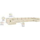 Meridian Shaggy Cream Corduroy Performance Fabric Modular Sectional IMAGE 13