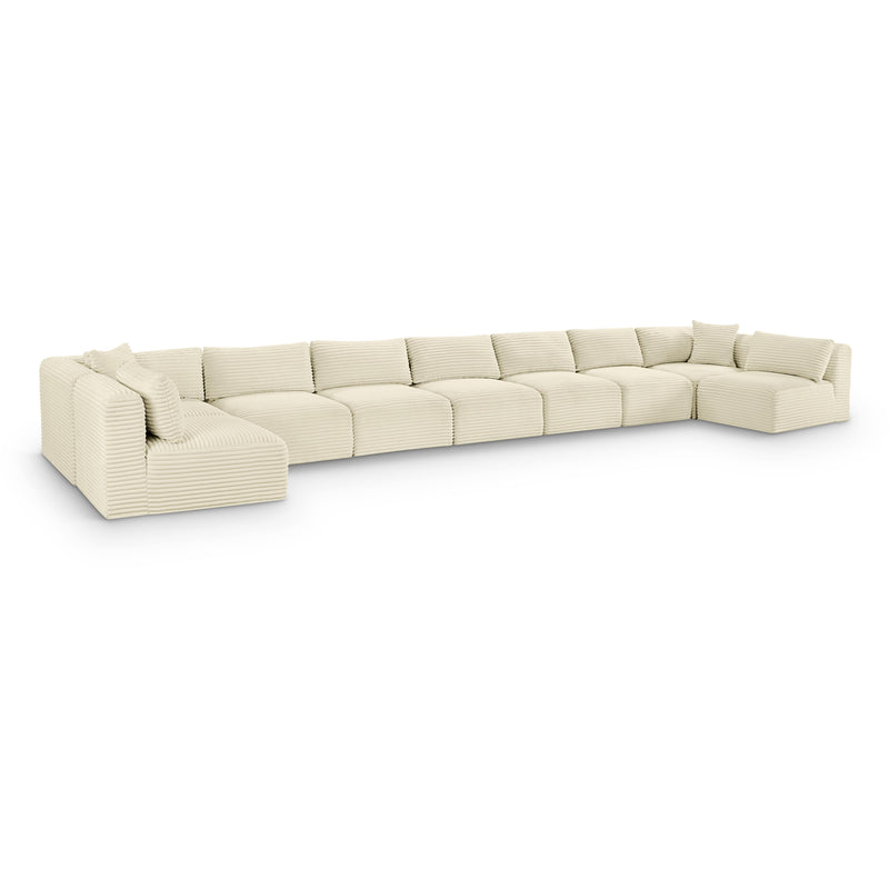 Meridian Shaggy Cream Corduroy Performance Fabric Modular Sectional IMAGE 1