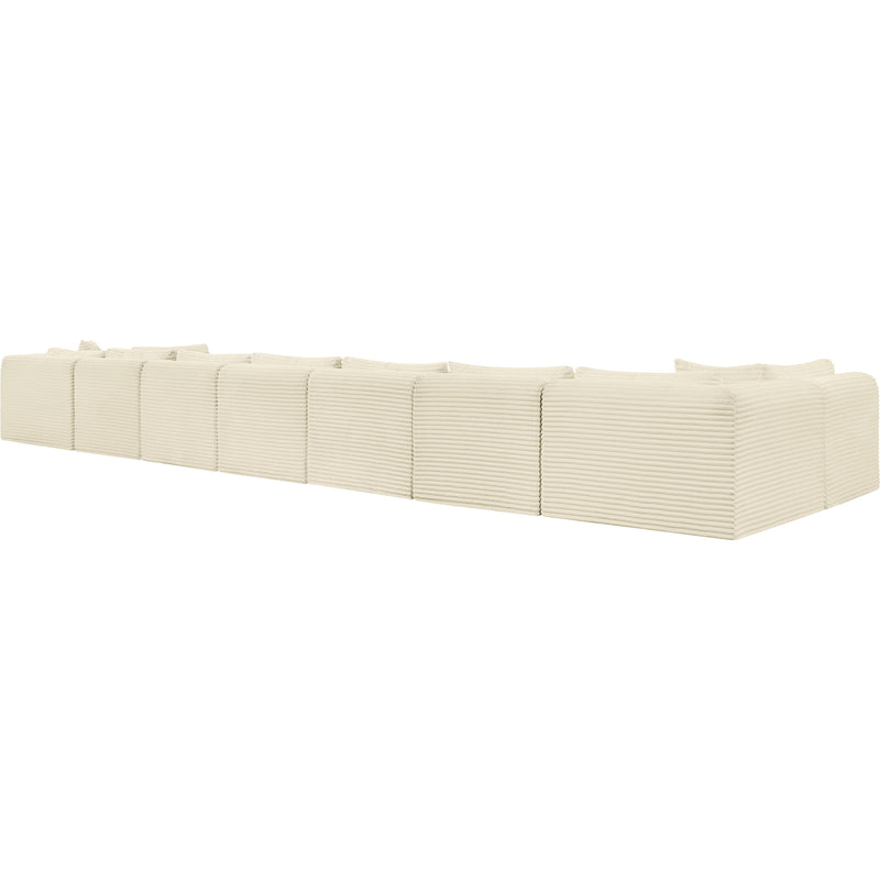 Meridian Shaggy Cream Corduroy Performance Fabric Modular Sectional IMAGE 7