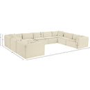 Meridian Shaggy Cream Corduroy Performance Fabric Modular Sectional IMAGE 12