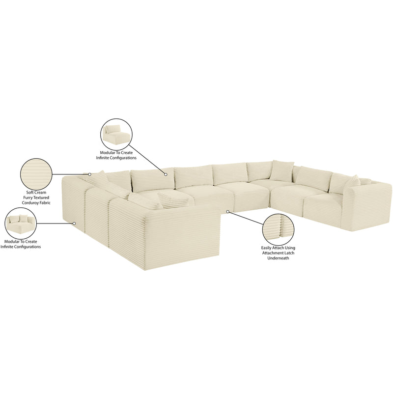 Meridian Shaggy Cream Corduroy Performance Fabric Modular Sectional IMAGE 13