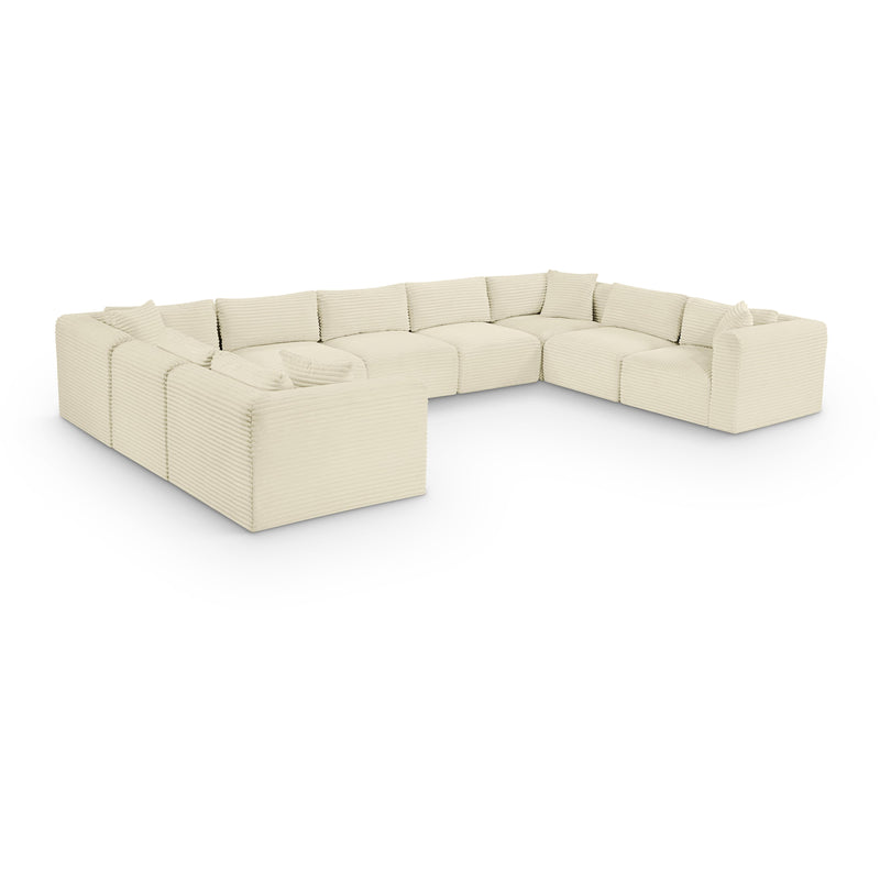 Meridian Shaggy Cream Corduroy Performance Fabric Modular Sectional IMAGE 1