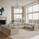 Meridian Shaggy Cream Corduroy Performance Fabric Modular Sectional IMAGE 2