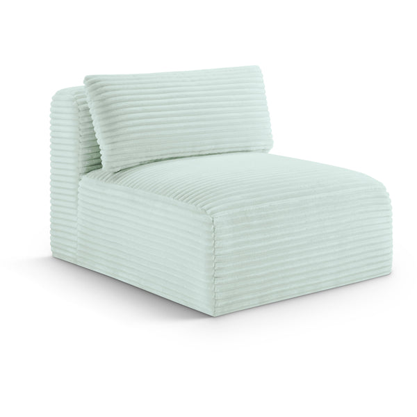 Meridian Shaggy Mint Corduroy Performance Fabric Armless Chair IMAGE 1