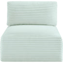 Meridian Shaggy Mint Corduroy Performance Fabric Armless Chair IMAGE 3