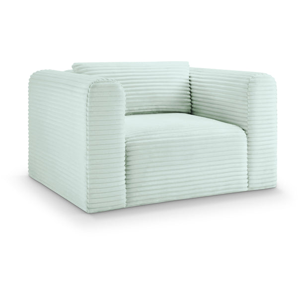 Meridian Shaggy Mint Corduroy Performance Fabric Arm Chair IMAGE 1