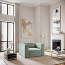 Meridian Shaggy Mint Corduroy Performance Fabric Arm Chair IMAGE 2