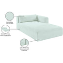 Meridian Shaggy Mint Corduroy Performance Fabric Chaise IMAGE 12